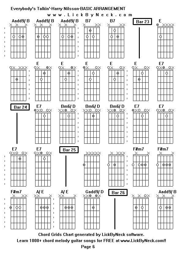 Chord Grids Chart of chord melody fingerstyle guitar song-Everybody's Talkin'-Harry Nilsson-BASIC ARRANGEMENT,generated by LickByNeck software.